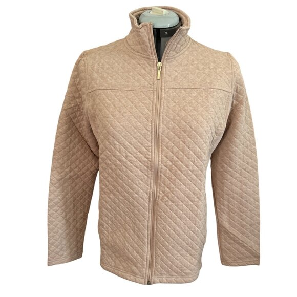 Croft & Barrow Quilted Zip-Up Jacket S Tan Cotton Blend Womens Lightweight - Picture 1 of 9